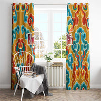 Bhutan Dragon Window Curtain with Traditional Cloud Motif in Vibrant Himalayan Colors