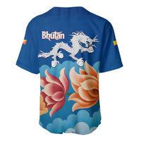 Bhutan Lotus Blossom Baseball Jersey with White Dragon and Sacred Cloud Harmony