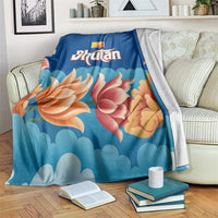 Bhutan Lotus Blossom Blanket with White Dragon and Sacred Cloud Harmony