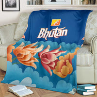 Bhutan Lotus Blossom Blanket with White Dragon and Sacred Cloud Harmony