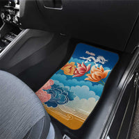 Bhutan Lotus Blossom Car Mats with White Dragon and Sacred Cloud Harmony