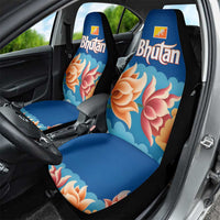 Bhutan Lotus Blossom Car Seat Cover with White Dragon and Sacred Cloud Harmony