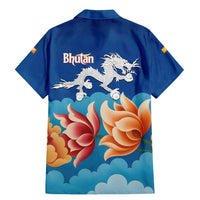 Bhutan Lotus Blossom Family Matching Mermaid Dress and Hawaiian Shirt with White Dragon and Sacred Cloud Harmony