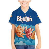 Bhutan Lotus Blossom Family Matching Mermaid Dress and Hawaiian Shirt with White Dragon and Sacred Cloud Harmony