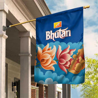Bhutan Lotus Blossom Garden Flag with White Dragon and Sacred Cloud Harmony