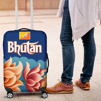 Bhutan Lotus Blossom Luggage Cover with White Dragon and Sacred Cloud Harmony