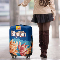 Bhutan Lotus Blossom Luggage Cover with White Dragon and Sacred Cloud Harmony
