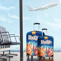 Bhutan Lotus Blossom Luggage Cover with White Dragon and Sacred Cloud Harmony