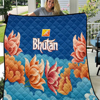 Bhutan Lotus Blossom Quilt with White Dragon and Sacred Cloud Harmony