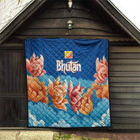 Bhutan Lotus Blossom Quilt with White Dragon and Sacred Cloud Harmony