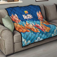 Bhutan Lotus Blossom Quilt with White Dragon and Sacred Cloud Harmony