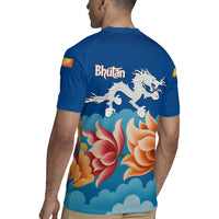 Bhutan Lotus Blossom Rugby Jersey with White Dragon and Sacred Cloud Harmony