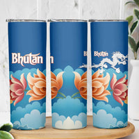 Bhutan Lotus Blossom Skinny Tumbler with White Dragon and Sacred Cloud Harmony