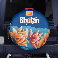 Bhutan Lotus Blossom Spare Tire Cover with White Dragon and Sacred Cloud Harmony