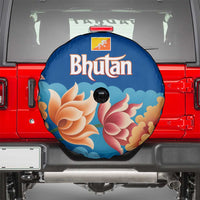 Bhutan Lotus Blossom Spare Tire Cover with White Dragon and Sacred Cloud Harmony