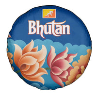 Bhutan Lotus Blossom Spare Tire Cover with White Dragon and Sacred Cloud Harmony
