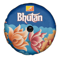 Bhutan Lotus Blossom Spare Tire Cover with White Dragon and Sacred Cloud Harmony
