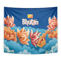 Bhutan Lotus Blossom Tapestry with White Dragon and Sacred Cloud Harmony