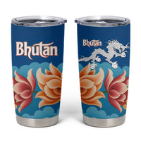 Bhutan Lotus Blossom Tumbler Cup with White Dragon and Sacred Cloud Harmony