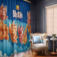 Bhutan Lotus Blossom Window Curtain with White Dragon and Sacred Cloud Harmony