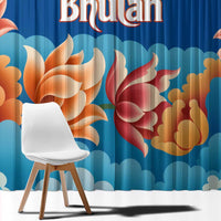 Bhutan Lotus Blossom Window Curtain with White Dragon and Sacred Cloud Harmony