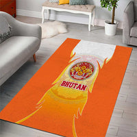 Bhutan Mandala Emblem Area Rug with Monastic Orange and Spiritual Harmony