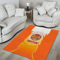 Bhutan Mandala Emblem Area Rug with Monastic Orange and Spiritual Harmony