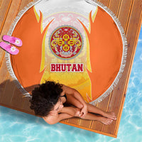 Bhutan Mandala Emblem Beach Blanket with Monastic Orange and Spiritual Harmony
