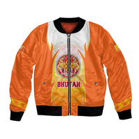 Bhutan Mandala Emblem Bomber Jacket with Monastic Orange and Spiritual Harmony