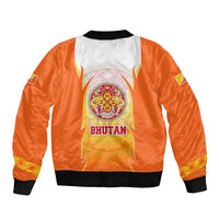 Bhutan Mandala Emblem Bomber Jacket with Monastic Orange and Spiritual Harmony