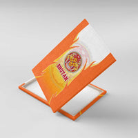 Bhutan Mandala Emblem Canvas Wall Art with Monastic Orange and Spiritual Harmony