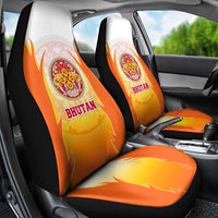 Bhutan Mandala Emblem Car Seat Cover with Monastic Orange and Spiritual Harmony
