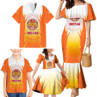 Bhutan Mandala Emblem Family Matching Mermaid Dress and Hawaiian Shirt with Monastic Orange and Spiritual Harmony
