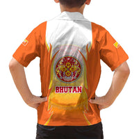 Bhutan Mandala Emblem Family Matching Off Shoulder Short Dress and Hawaiian Shirt with Monastic Orange and Spiritual Harmony