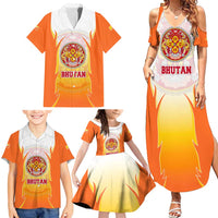 Bhutan Mandala Emblem Family Matching Summer Maxi Dress and Hawaiian Shirt with Monastic Orange and Spiritual Harmony