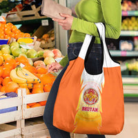 Bhutan Mandala Emblem Grocery Bag with Monastic Orange and Spiritual Harmony
