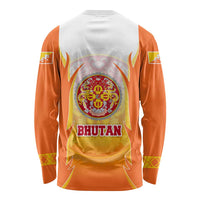 Bhutan Mandala Emblem Long Sleeve Shirt with Monastic Orange and Spiritual Harmony