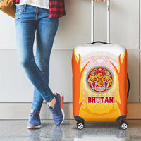 Bhutan Mandala Emblem Luggage Cover with Monastic Orange and Spiritual Harmony