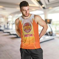 Bhutan Mandala Emblem Men Tank Top with Monastic Orange and Spiritual Harmony