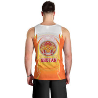 Bhutan Mandala Emblem Men Tank Top with Monastic Orange and Spiritual Harmony