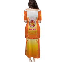 Bhutan Mandala Emblem Puletasi with Monastic Orange and Spiritual Harmony