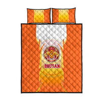 Bhutan Mandala Emblem Quilt Bed Set with Monastic Orange and Spiritual Harmony