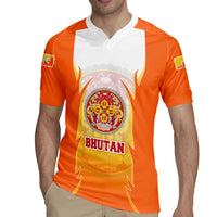 Bhutan Mandala Emblem Rugby Jersey with Monastic Orange and Spiritual Harmony