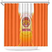 Bhutan Mandala Emblem Shower Curtain with Monastic Orange and Spiritual Harmony