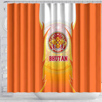 Bhutan Mandala Emblem Shower Curtain with Monastic Orange and Spiritual Harmony