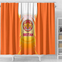 Bhutan Mandala Emblem Shower Curtain with Monastic Orange and Spiritual Harmony