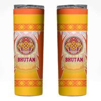 Bhutan Mandala Emblem Skinny Tumbler with Monastic Orange and Spiritual Harmony