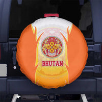 Bhutan Mandala Emblem Spare Tire Cover with Monastic Orange and Spiritual Harmony