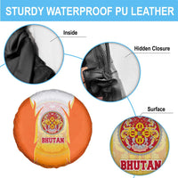 Bhutan Mandala Emblem Spare Tire Cover with Monastic Orange and Spiritual Harmony