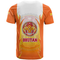 Bhutan Mandala Emblem T Shirt with Monastic Orange and Spiritual Harmony